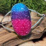Handmade Titanium Druzy Gemstone Sterling Silver Cuff Boho Bracelet Photo 1
