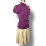 Sharagano VINTAGE ATELIER Beige w/ Purple Pinstripe Skirt Suit, Size 8 Photo 5