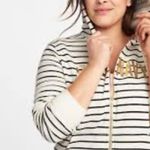 Old Navy Women’s XL Striped Gold Foil Letters Zip Up Hoodie Photo 1