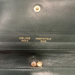 CELINE Vintage Dark Green Leather Bifold Long Wallet - Preowned Photo 10