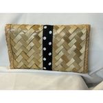 Vintage Depre Bahamas Straw Woven Clutch Black Polka Dot Bow Envelope Style Photo 13