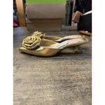 Antonio Melani x Jennifer Sumko Gold Jensy Flower Mules Kitten Heel Rose 3D Photo 2
