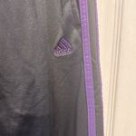 Adidas  Gray Athletic‎ Pants With Purple Three Stripes & Pockets Women’s Large Photo 1
