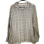 J.Jill Gray White Plaid Long Sleeve Cotton Casual Button Down Shirt Women Sz 2X Photo 0