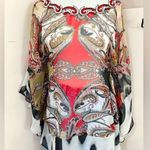 Alberto Makali Vintage Y2K Sheer Scarf Style Mixed Print Top M Red Size M Photo 0