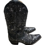 Shyanne  Bittersweet Cowboy Boots Black Silver Women's 7.5 M Square Toe Leather Photo 0