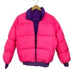 Columbia Reversible Down Puffer Jacket Vintage Hot Pink Purple Large Ski Coat Photo 0