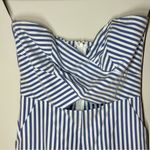Forever 21 🏷️ NWOT  Blue White Striped Cutout Strapless Wide Leg Cropped Jumper S Photo 2