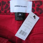 Current/Elliott NWT The Stiletto in Red Warped Leopard Crop Skinny Jeans 26 Photo 3