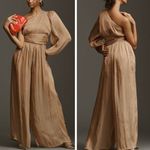 Anthropologie One-Shoulder Metallic Wide-Leg Jumpsuit, Size 4 Photo 1