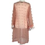 Size S Women Embroidered Long Sleeve Dress With Lace Trim Pink Photo 3