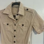 Guess Beige Button-Up Short Sleeve Dress Photo 2