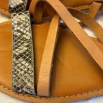 Gap Size 8 Strappy Leather Flat Ankle Wrap Sandals Neutral Tan Nude Snake Photo 10