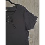 Arizona Jeans NWT  Co Black Ribbed Ruffle Crop Lace-Up Top Women's Size XXXL Photo 3