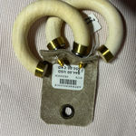 Anthropologie  Cream and Gold Hoop Earrings Photo 0