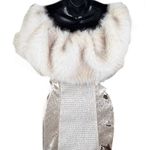 COQUETTE Y2K Mermaid Sequins Body Con Mini Dress Faux Fur Off Shoulder Women’s M Gold Size M Photo 10