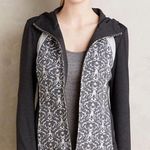Anthropologie Tara Jacquard Hoodie Zip Sweatshirt Gray Black Hooded Size Medium Photo 0