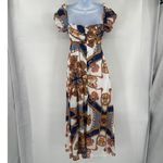 L'atiste by Amy Y2K Baroque Maxi Dress Sz S Chain Print Boho Puff Sleeve Resort White Photo 7