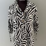 John Mark Zebra Tunic Size M Black White Oversized Lagenlook Wired Collar Size M Photo 0