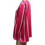 Investments  Pink White Striped Satin Long Sleeve Split Neck Blouse Womens Medium Photo 2