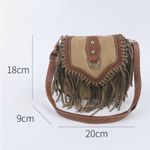 Western Fringe Suede Crossbody Bag Boho Brown & Taupe Saddle Style NWT Photo 5