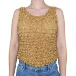 Vintage 90s Gold Brown Bubble Popcorn Shirt Size M Photo 1