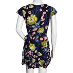 Kimchi Blue  Dress‎ Women Small Black Blue Multi Dark Floral Wrap Dress Ruffle Photo 2