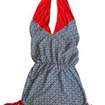 Mud Pie  Halter Top Backless Orange and Dark Blue Wave Pattern Swim Coverup Photo 1