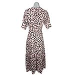 Topshop  Pink V Neck Printed Tie Waist Drop Waist Flowy Midi Wrap Dress Size 4 Photo 2
