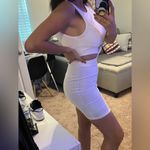 Sexy white cross waist bodycon dress Photo 1
