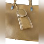 DKNY Women's Brown Leather Tote Bag with Pouch and Signature Plaque Photo 8