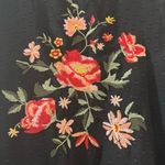 Sheer Black‎ Peplum Blouse w/ Colorful Rose Floral Embroidery Bell Sleeves small Black Photo 1
