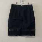 J.Crew  Black Linen Pencil Shirt with Crochet Detailing, Size 2P Photo 6