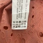 ZARA  Premium Denim Eyelet Top S Coral Pink Cotton Balloon Sleeve Scalloped Photo 13