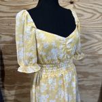 Abercrombie & Fitch Babydoll Dress Smocked Yellow Floral Size M Y2K Cottagecore Photo 3