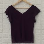 Metaphor  plum beaded blouse w/ flutter sleeve‎ Photo 0