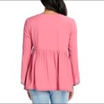 OSO Casuals Peplum Top Pink Embroidered Floral Size M Photo 2