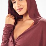 Fabletics | Liv Twist Front Cropped Hoodie Wine Photo 2