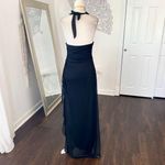 Blondie Nites Early 2000's Cinched Black Belted Asymmetric Prom Formal Dress Photo 3