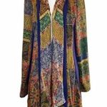Soft Surroundings Izmir Topper Scarf Gold Blue Mixed Print Cardigan Boho Photo 0