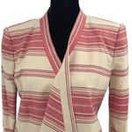 BCBGMAXAZRIA  Womens Striped Asymmetric Open‎ Abbey Blazer Jacket Red Multi Small Photo 3