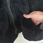 BCBGMAXAZRIA Velour Black Zip Hoodie spell out logo crystal bling Y2K size S Photo 7