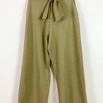 ALBION FIT Bow Belt Tie Waist Cropped Wide Leg Trouser Pant Heather Khaki XS Photo 3