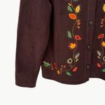 American Vintage Vintage 90s Essentials by Maggie Embroidered Fleece Cardigan | Sz Large | Brown Photo 6