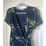 Francesca's Navy Blue Floral Wrap Dress Photo 5