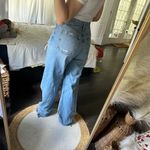 ZARA  Women’s 8 Blue Denim Wide Leg Raw Hem Jeans Distressed Photo 2