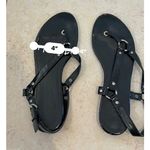 CHAPS Black Sandals Thong Buckle Ankle Strap Summer Shoes Size 10.5 Photo 3