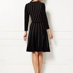 Eva Mendes NY & Company Black Knit Fit & Flare Dress Size XS 3/4 Sleeve Striped Photo 1