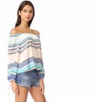 Wildfox new  Couture ✰ Off Shoulder Variegated Stripe Top ✰ Light Blues ✰ XS Photo 6