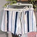 Blu Pepper Wrap Shorts Cotton Stripe Blue White Tie Belt Womens Large Photo 4